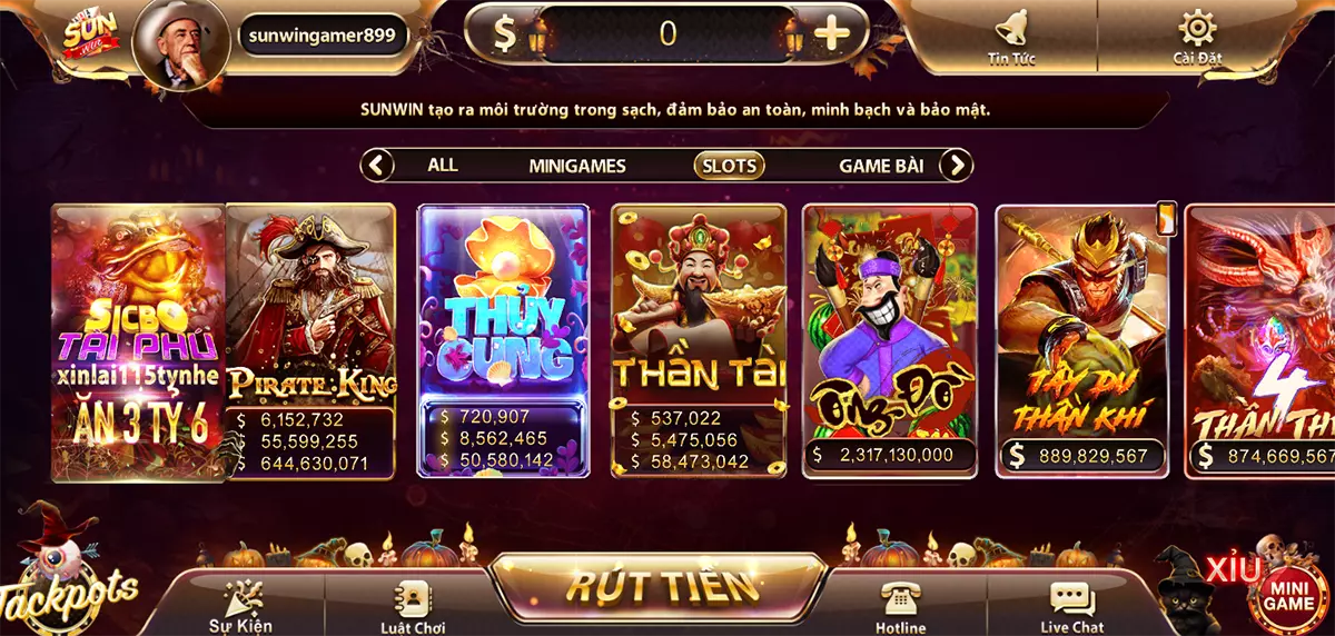 Danh sách các trò chơi Sunwin nổ hũ cực hot 
